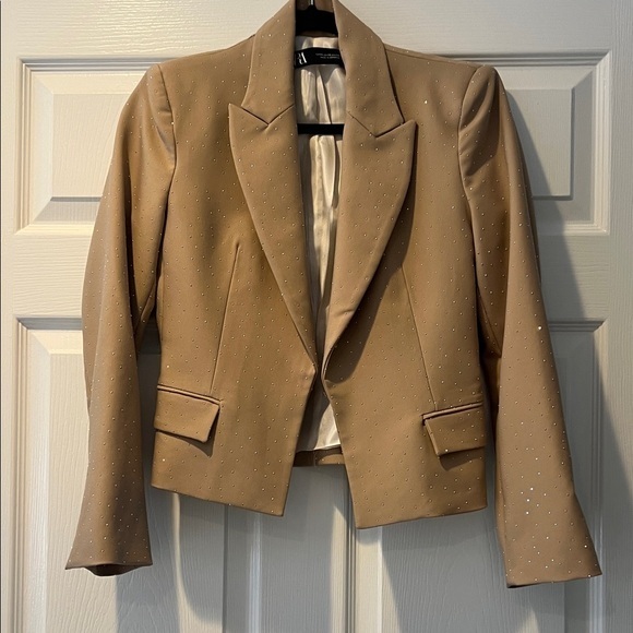 Zara Jackets & Blazers - NWOT Zara Tan Women's Blazer with Subtle Studs Size XS